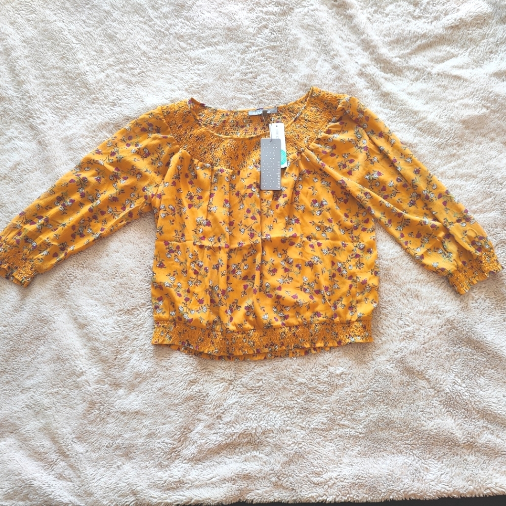 Daniel Rainn Embroidered Scoop Neck Blouse